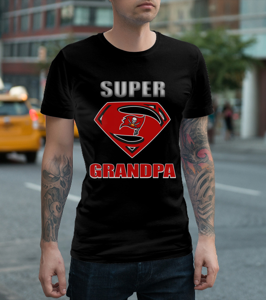 Super Grandpa Skull Flag Logo S Shield T-Shirt