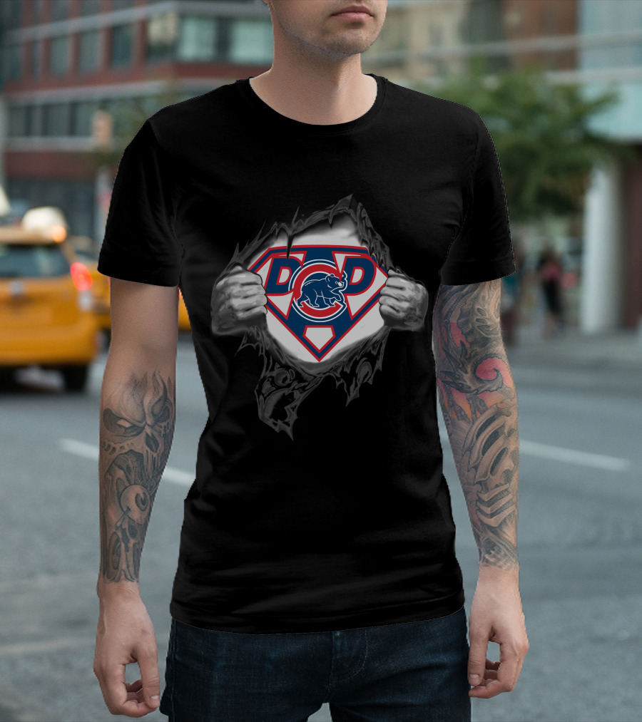 Chicago Cubs Super Dad Emblem Burst T-Shirt