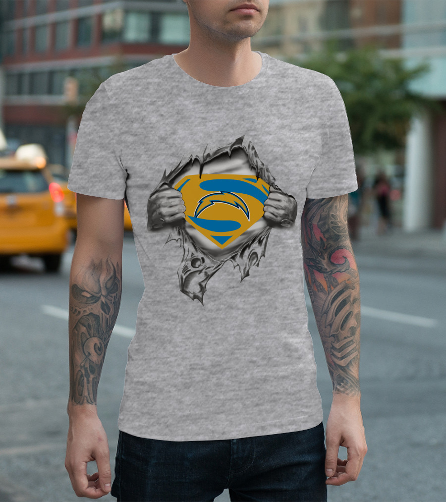 Chargers Superman Logo With Lightning Bolt T-Shirt