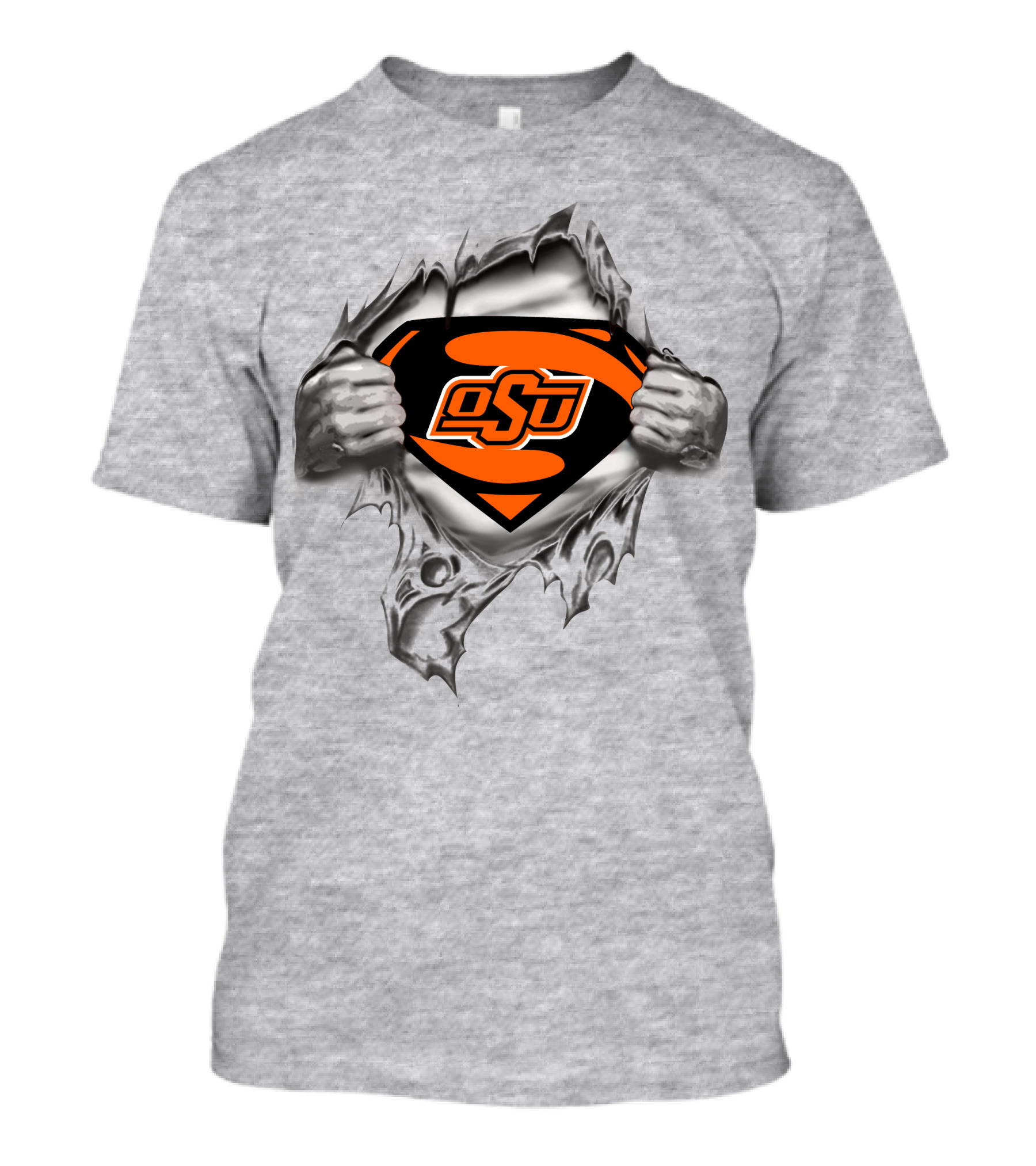 Osu Oklahoma State Cowboys Super Man Logo Rip T-Shirt