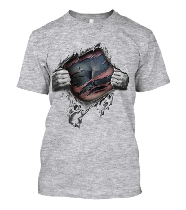 Batman Ripped Logo Reveal With Torn Fabric And Hands T-Shirt