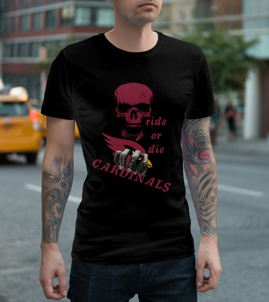 Cardinals Ride Or Die Skull Logo Fan Gear T-Shirt