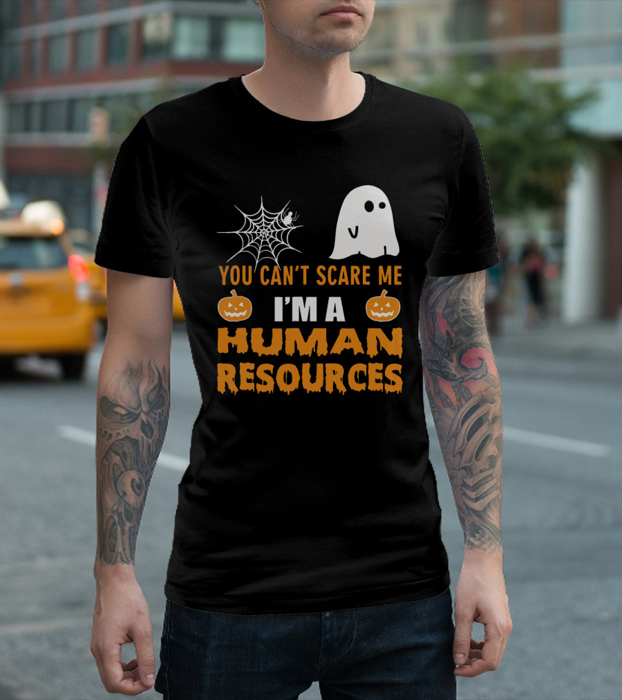 You Can't Scare Me I'm A Human Resources Halloween Spider Pumpkin Ghost T-Shirt