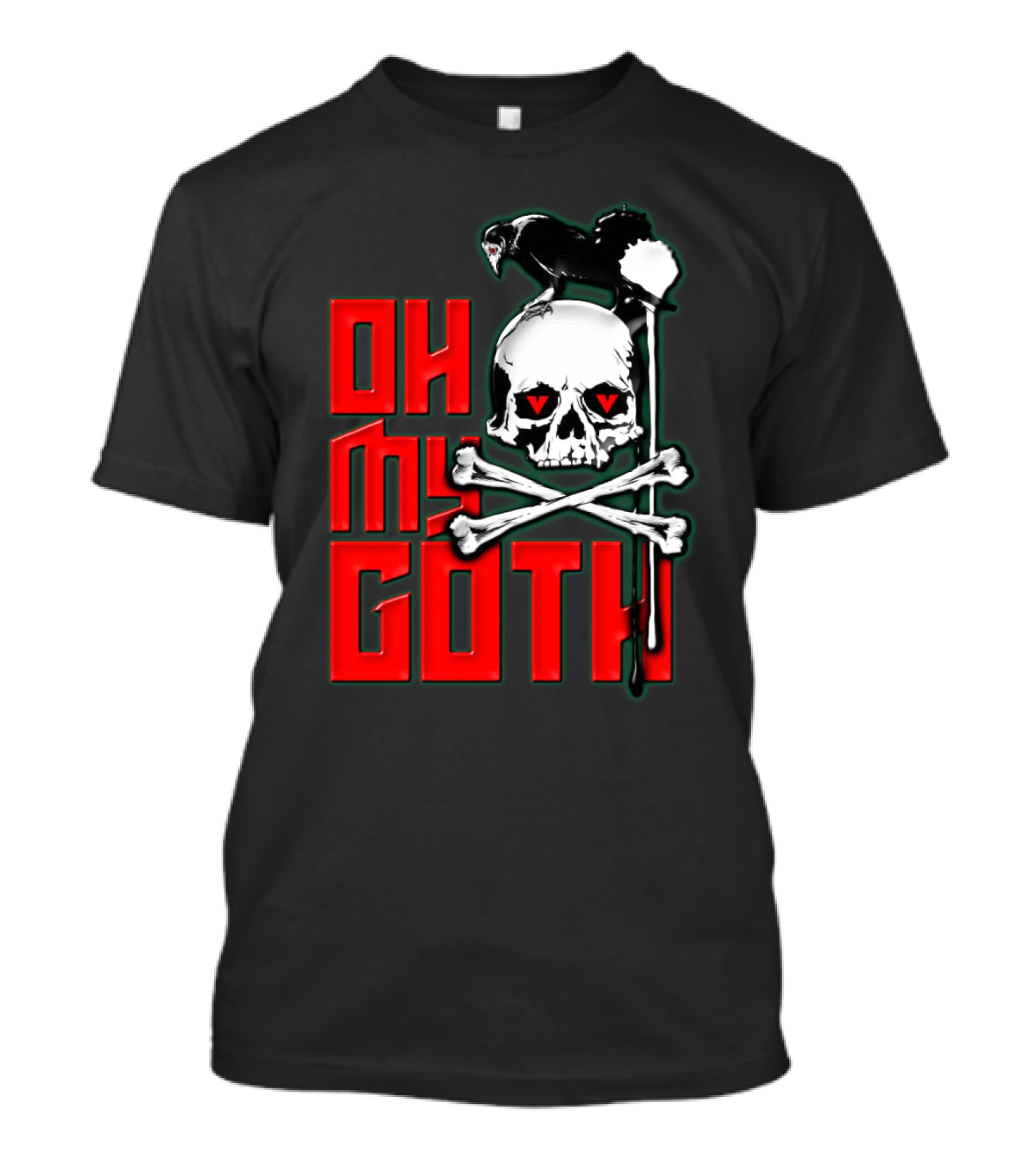 Oh My Goth Skull With Raven And Crossbones Halloween T-Shirt