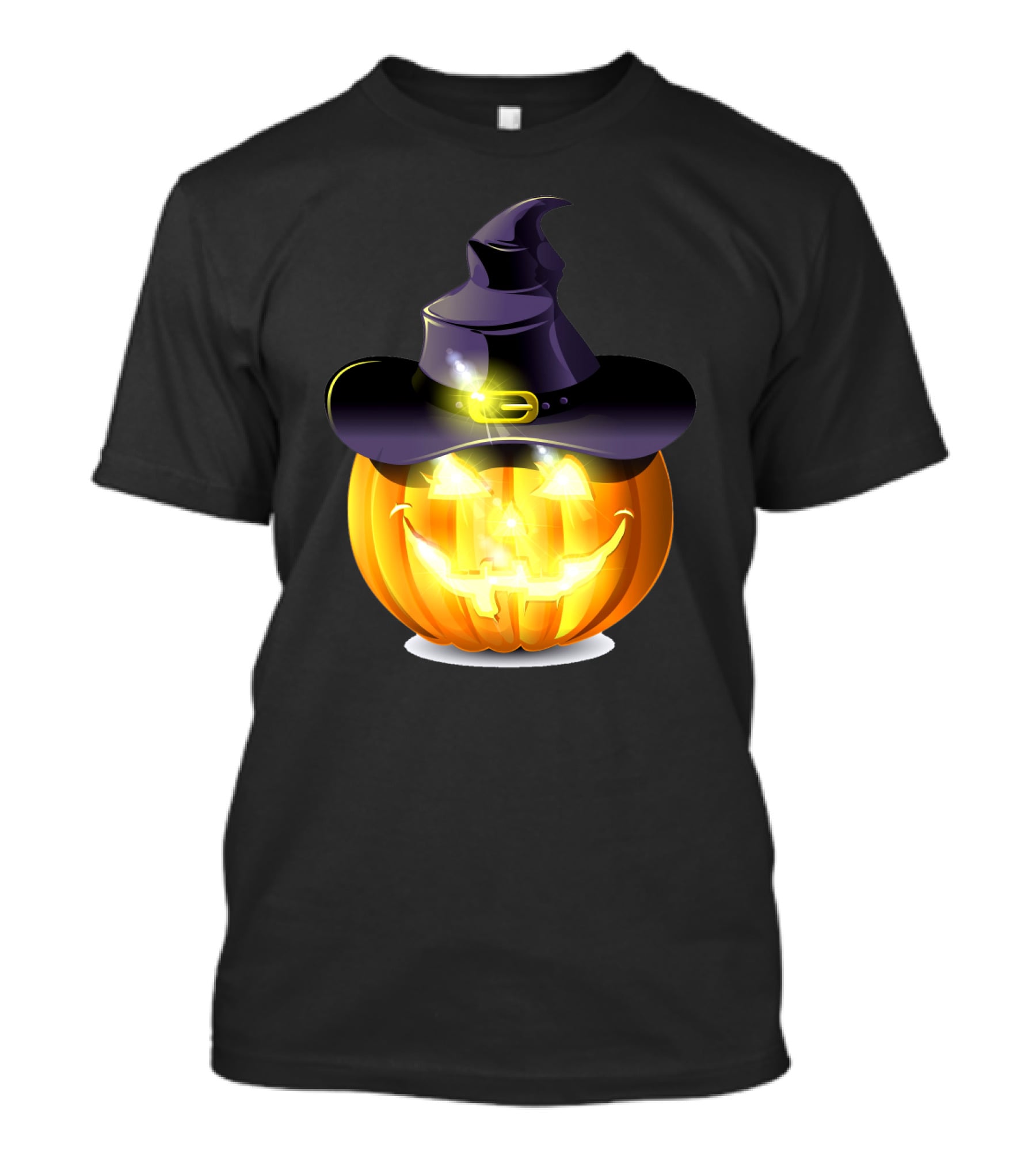 Halloween Pumpkin With Witch Hat And Glowing Smile T-Shirt