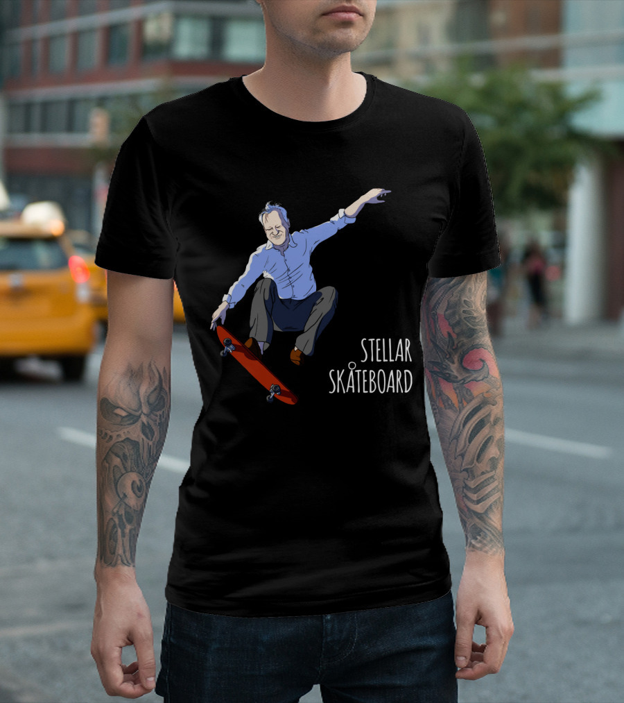 Stellar Skateboard Jump Halloween Trick with Red Skateboard T-Shirt