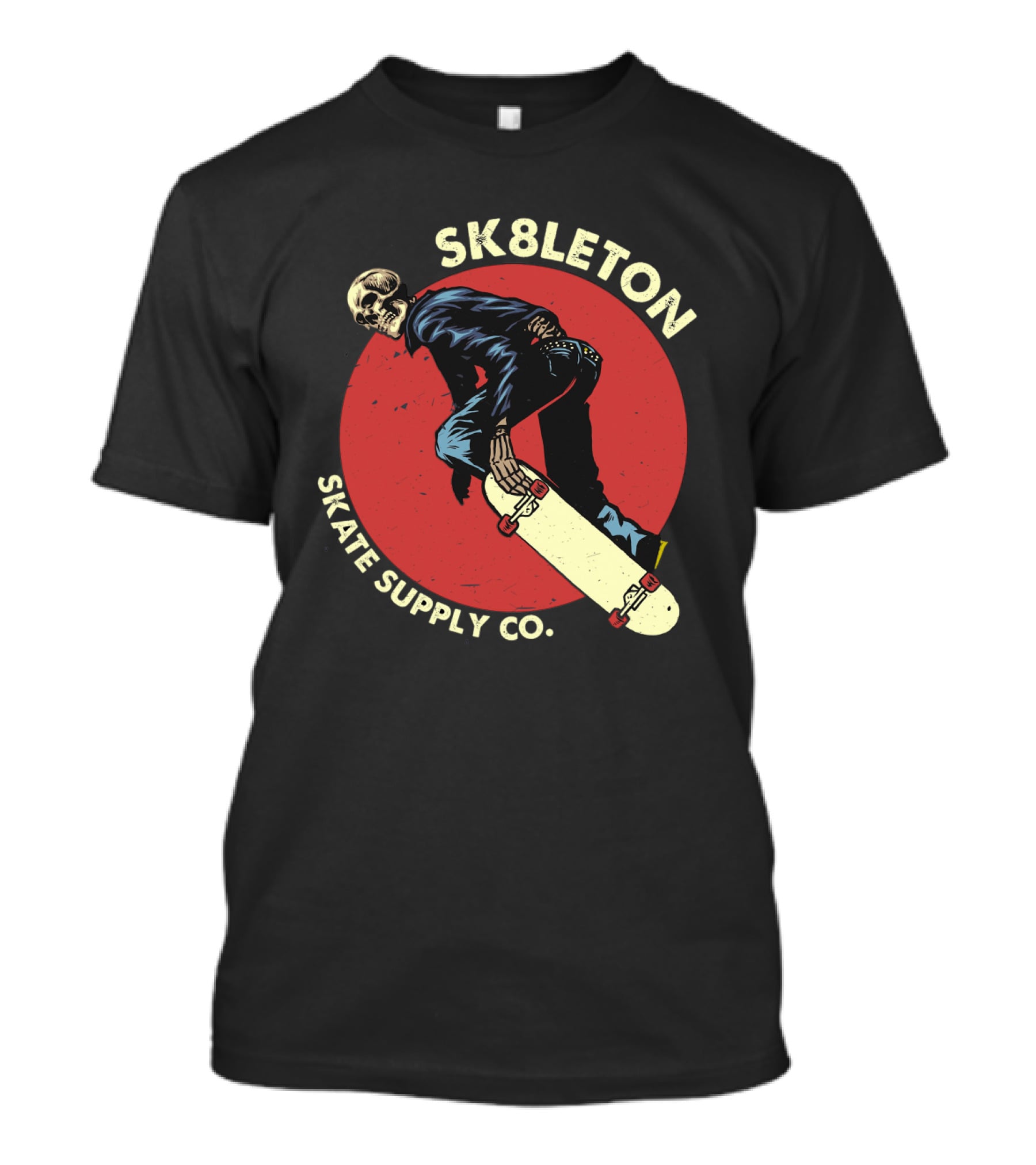 SK8leton Skate Supply Co Halloween Skateboard Skeleton Skater T-Shirt