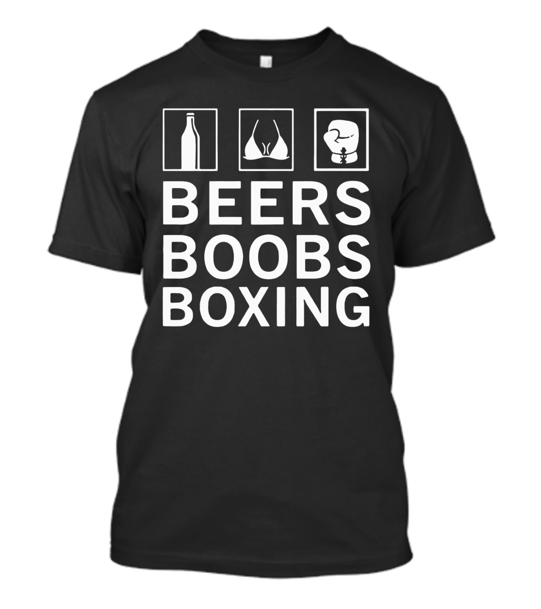 Beers Boobs Boxing Bottle Bra Fist Icons T-Shirt