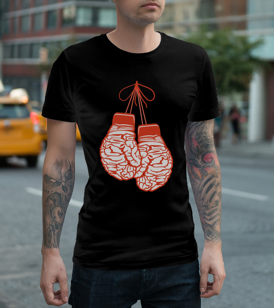 Brain-Shaped Boxing Gloves Boxer Brain Training Gym T-Shirt