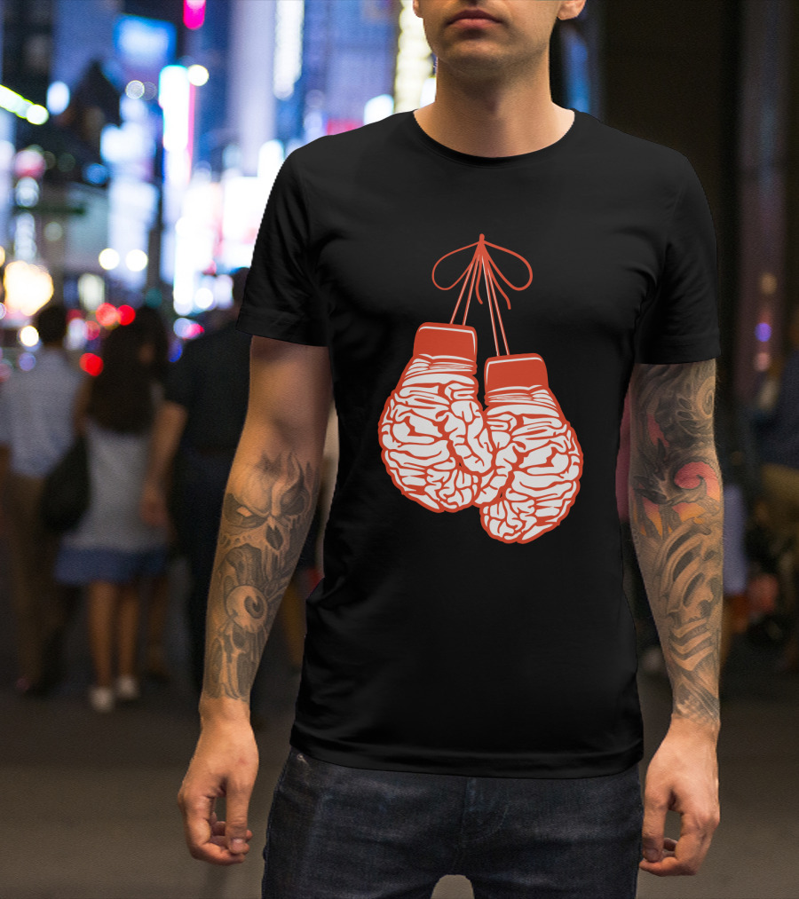 Brain-Shaped Boxing Gloves Boxer Brain Training Gym T-Shirt