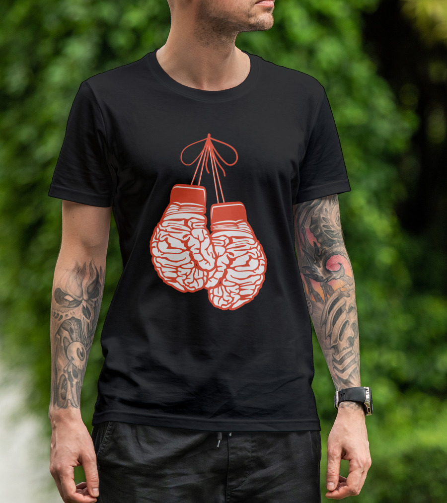 Brain-Shaped Boxing Gloves Boxer Brain Training Gym T-Shirt