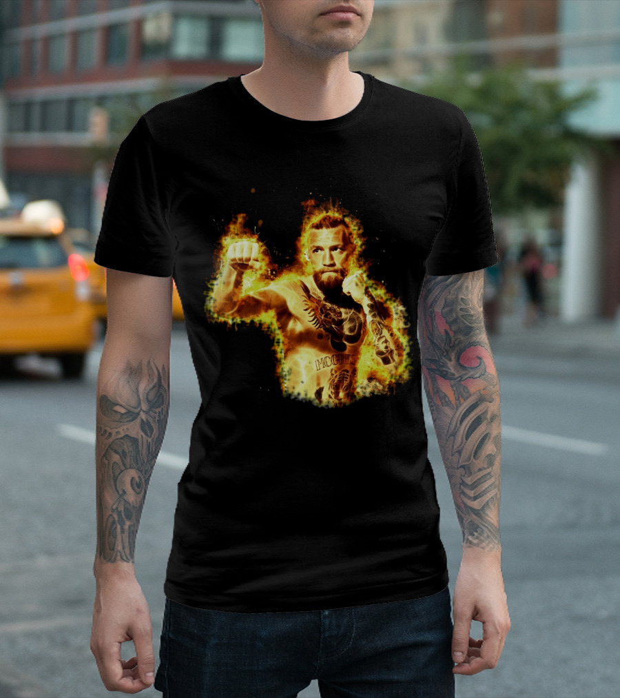 Conor Mcgregor Notorious Ufc 202 Fiery Fighter Mcgregor Tattoo Blaze T-Shirt