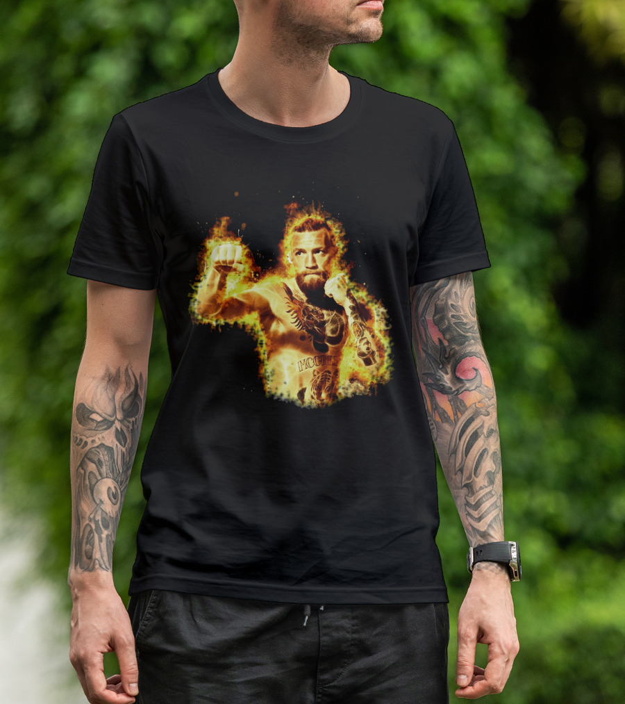 Conor Mcgregor Notorious Ufc 202 Fiery Fighter Mcgregor Tattoo Blaze T-Shirt