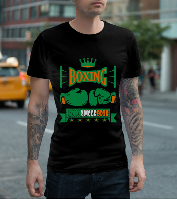 Boxing Conor Mcgregor Green Gloves Crown Stars T-Shirt