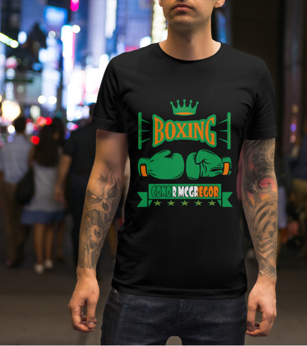 Boxing Conor Mcgregor Green Gloves Crown Stars T-Shirt