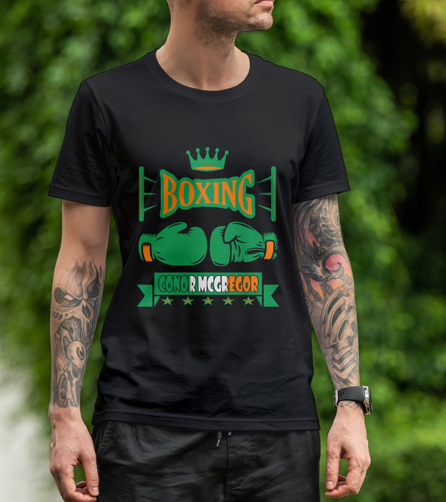 Boxing Conor Mcgregor Green Gloves Crown Stars T-Shirt