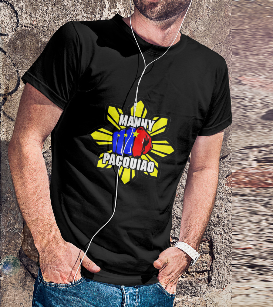 Manny Pacquiao Philippines Flag Fist Yellow Sunburst Star T-Shirt