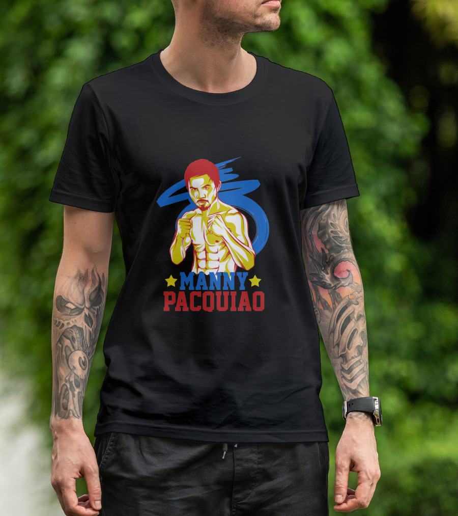 Manny Pacquiao Boxing Legend With Colorful Star T-Shirt