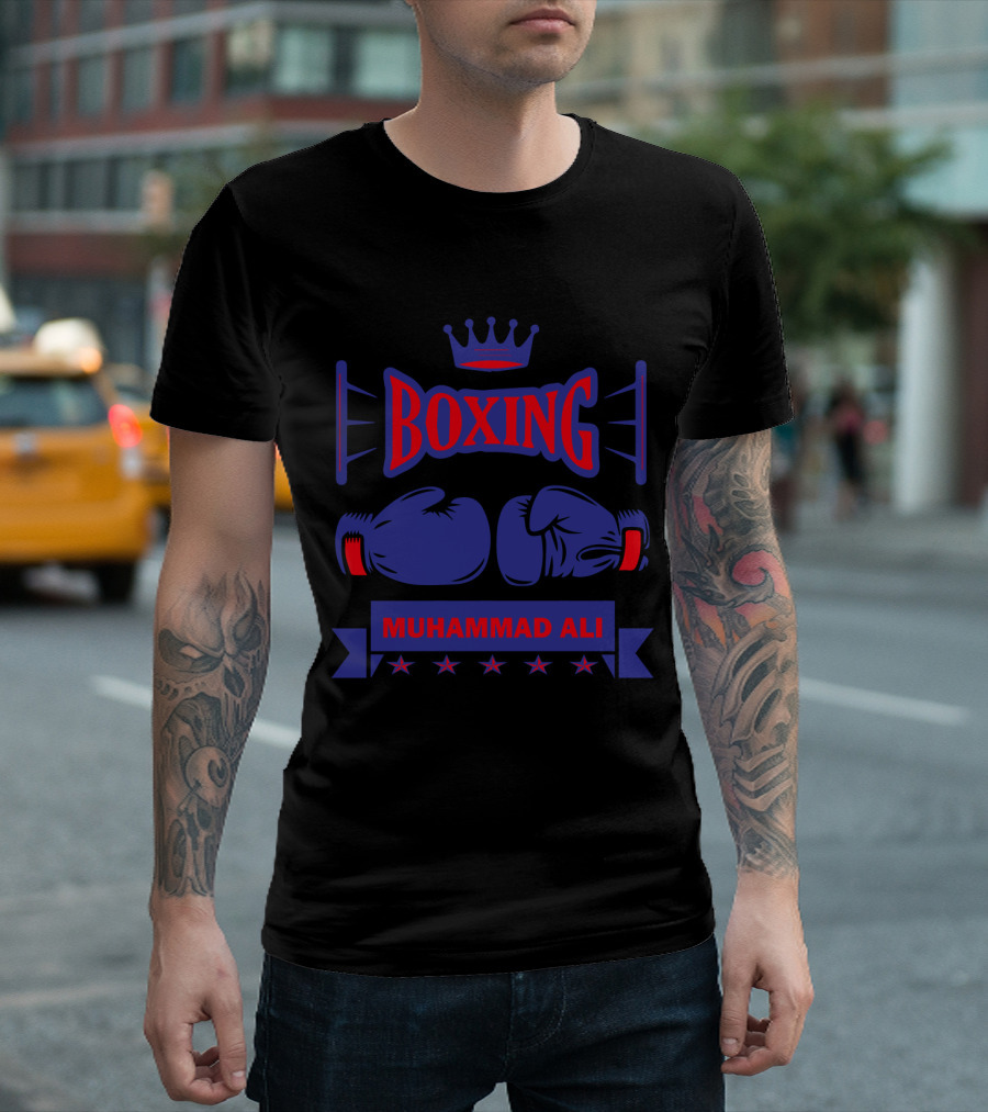 Muhammad Ali Boxing Gloves Crown Stars T-Shirt