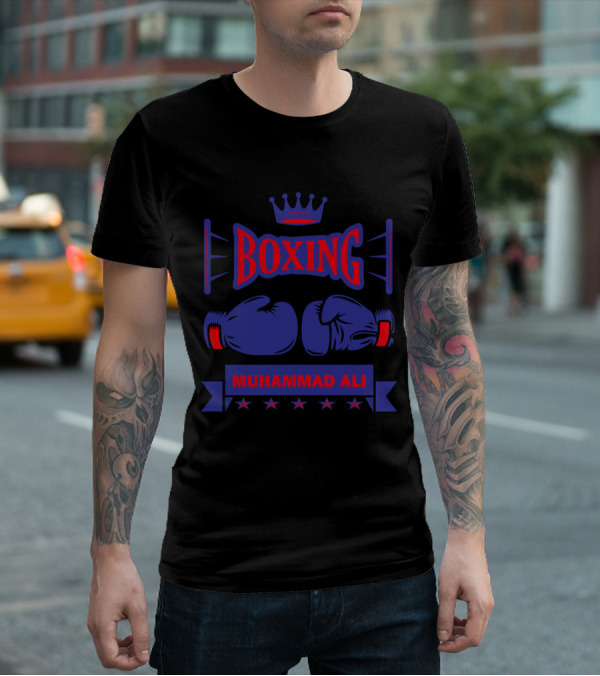 Muhammad Ali Boxing Gloves Crown Stars T-Shirt