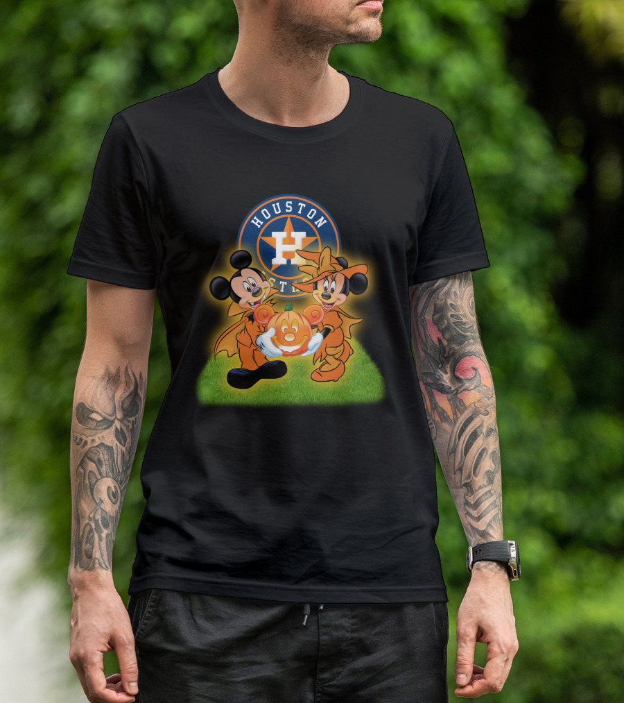 Houston Astros Halloween Mickey And Minnie Pumpkin Magic T-Shirt