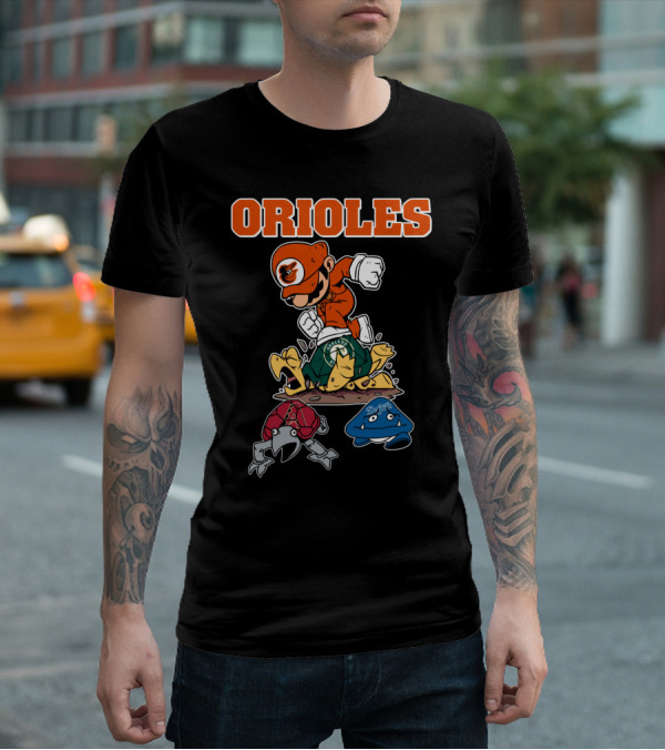Orioles Halloween Mario Crossover With Oakland Athletics And Other Characters T-Shirt