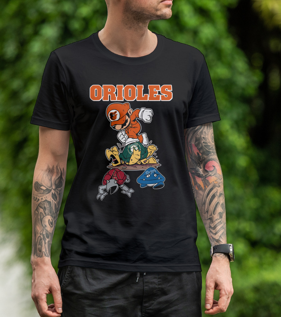 Orioles Halloween Mario Crossover With Oakland Athletics And Other Characters T-Shirt