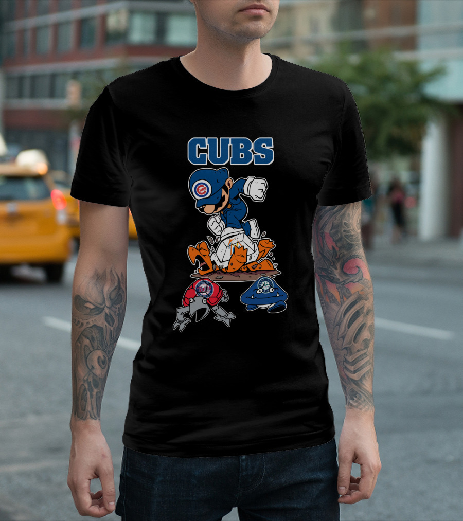 Cubs Character Defeating Cardinals And Brewers T-Shirt
