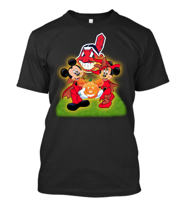 Mickey Minnie Halloween Cleveland Indians Pumpkin T-Shirt