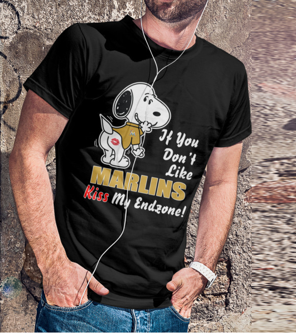 Snoopy If You Don't Like Marlins Kiss My Endzone T-Shirt
