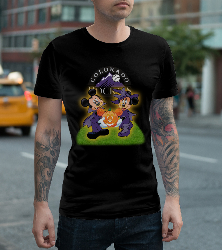 Colorado Rockies Halloween Mickey Minnie Pumpkin T-Shirt