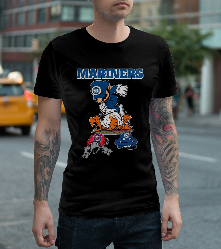 Mariners Seattle Baseball Character Action With Mascot Elements T-Shirt