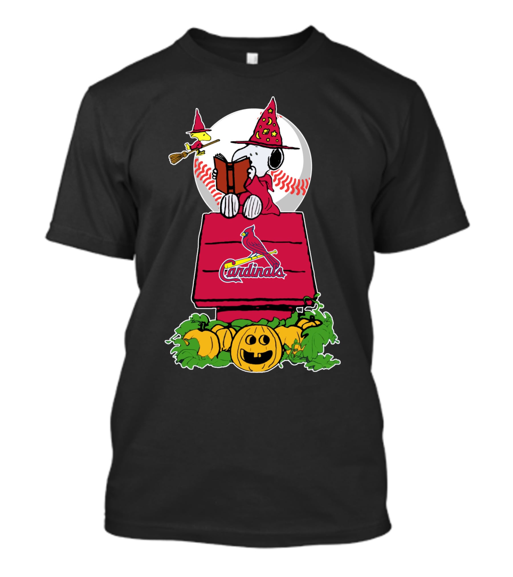 Spooky Halloween Peanuts St. Louis Cardinals Pumpkin Scene T-Shirt