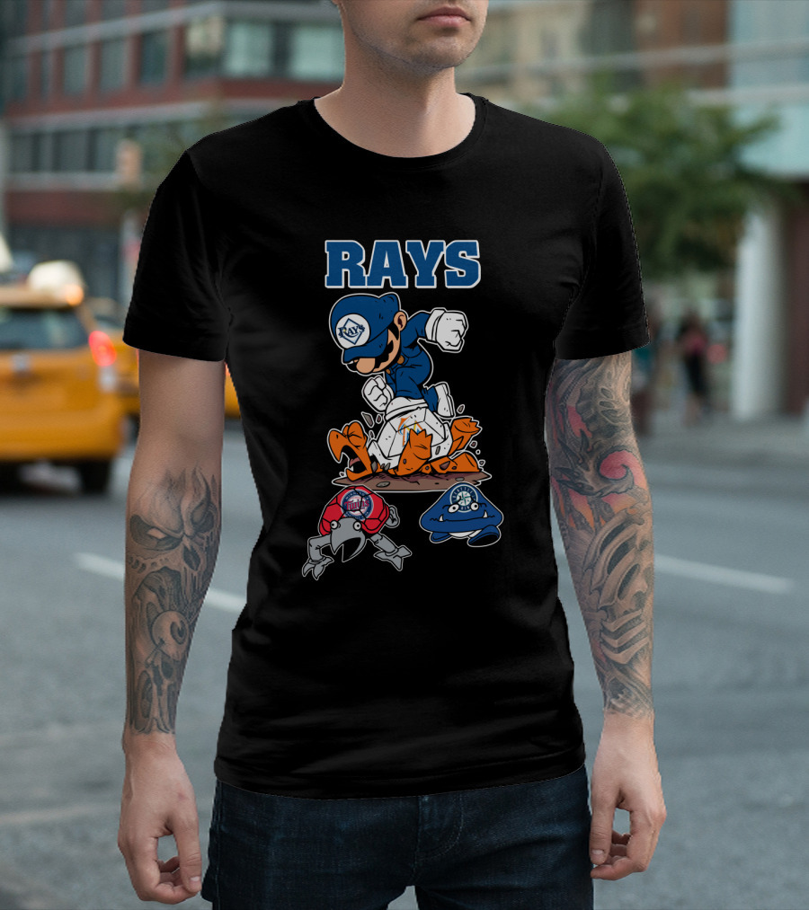 Rays Baseball Cartoon Characters With Action Poses T-Shirt