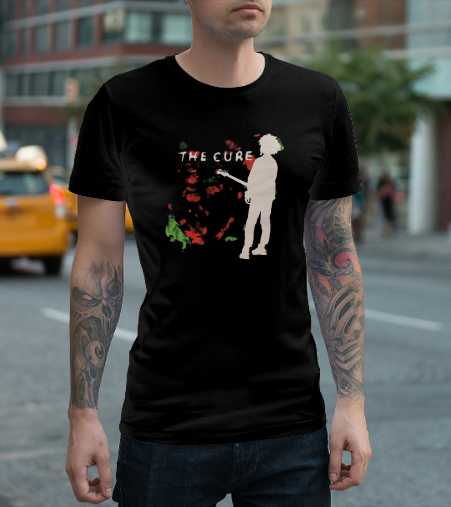 The Cure Guitarist Silhouette With Abstract T-Shirt