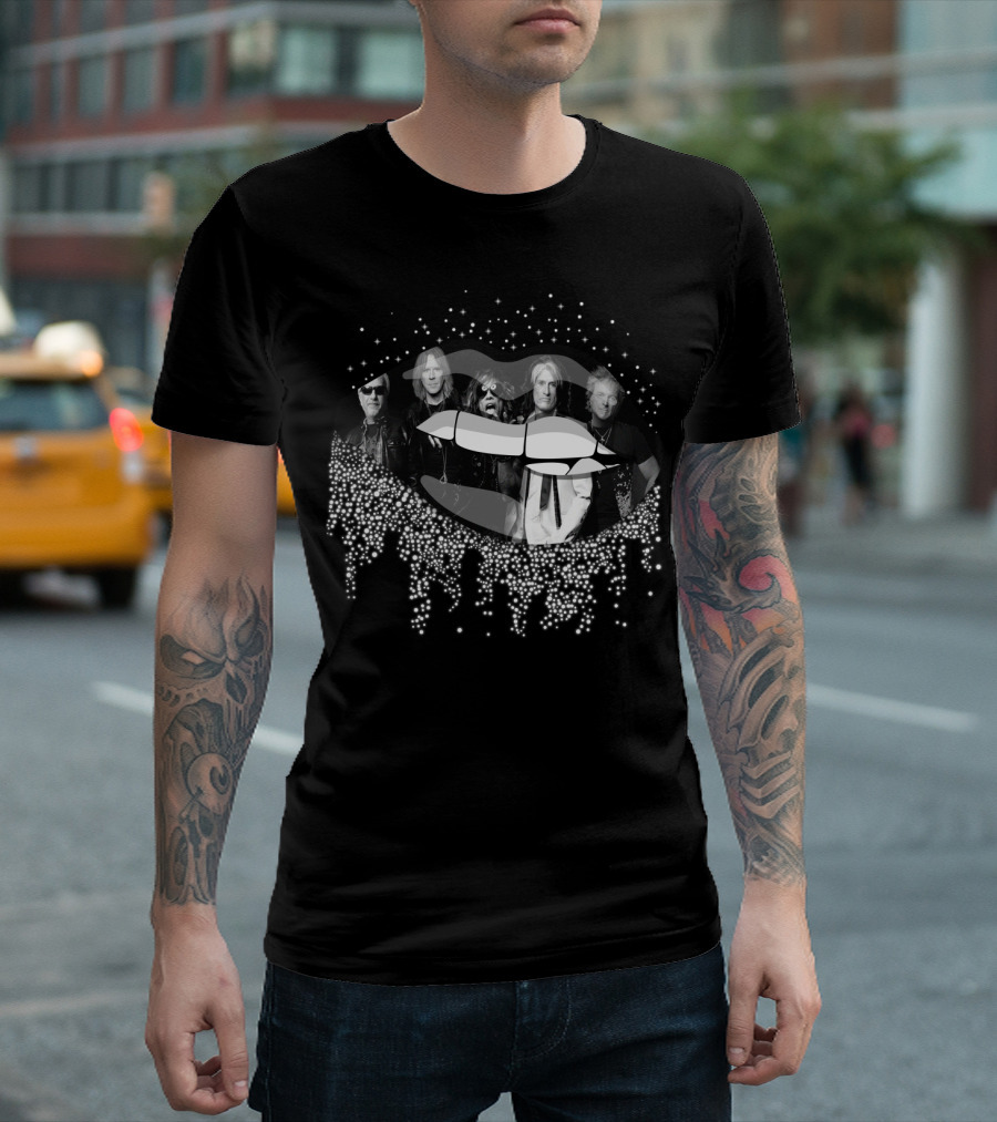 AeroSmith Band with Glitter Lips T-Shirt