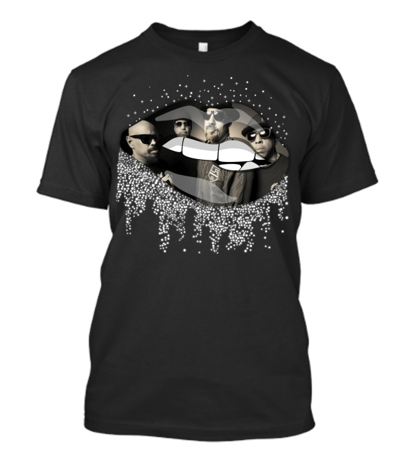 Cypress Hill Band Members Silhouette In Pixelated Lips T-Shirt