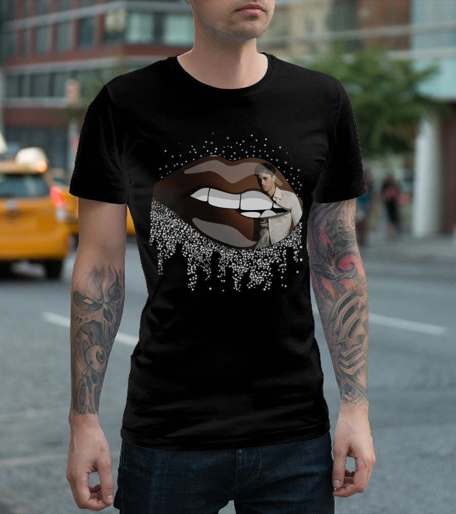 Enrique Iglesias Graphic with Sparkling Lips T-Shirt