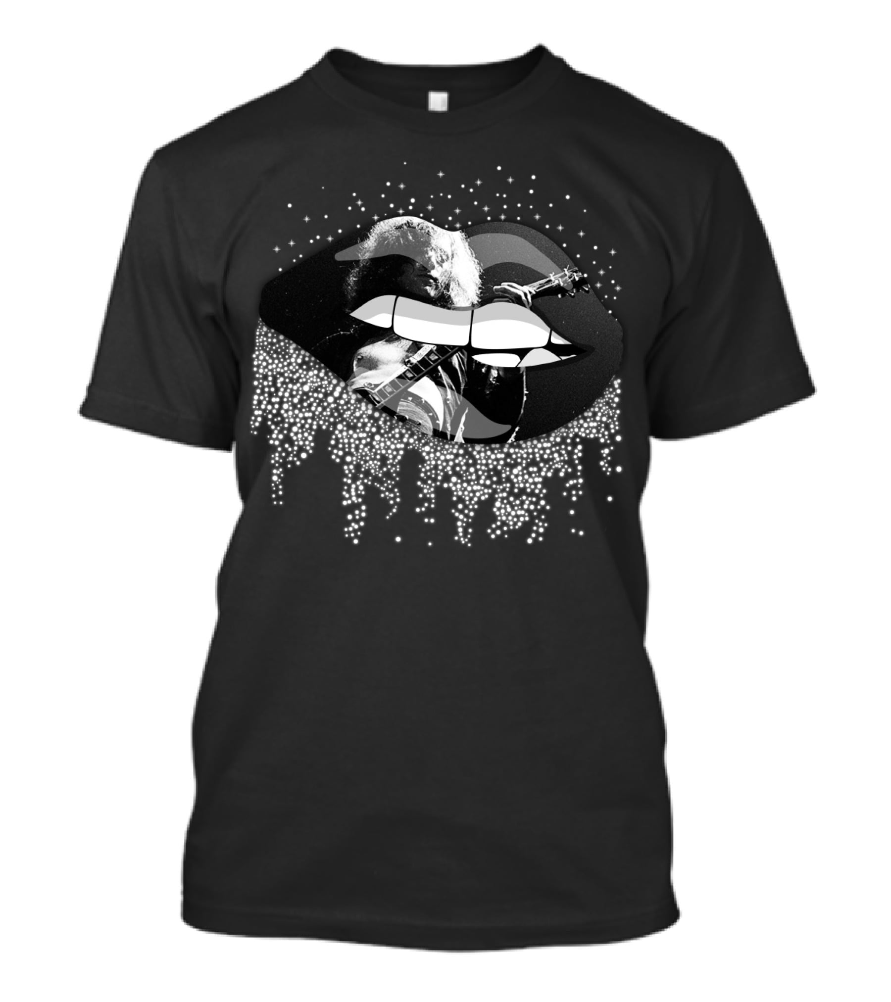 Jimmy Page Glitter Lips Guitar T-Shirt
