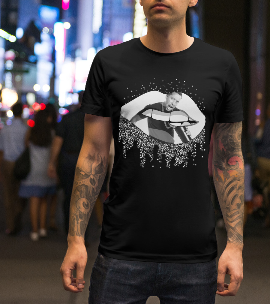 Ludacris Graphic Lips Illustration With Black And White Cup T-Shirt