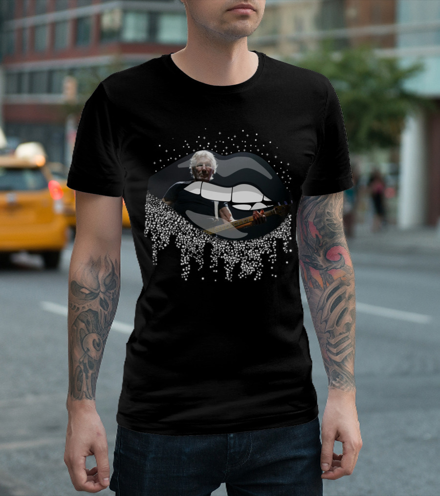 Roger Waters Guitar Performance Surreal Dripping Lips T-Shirt
