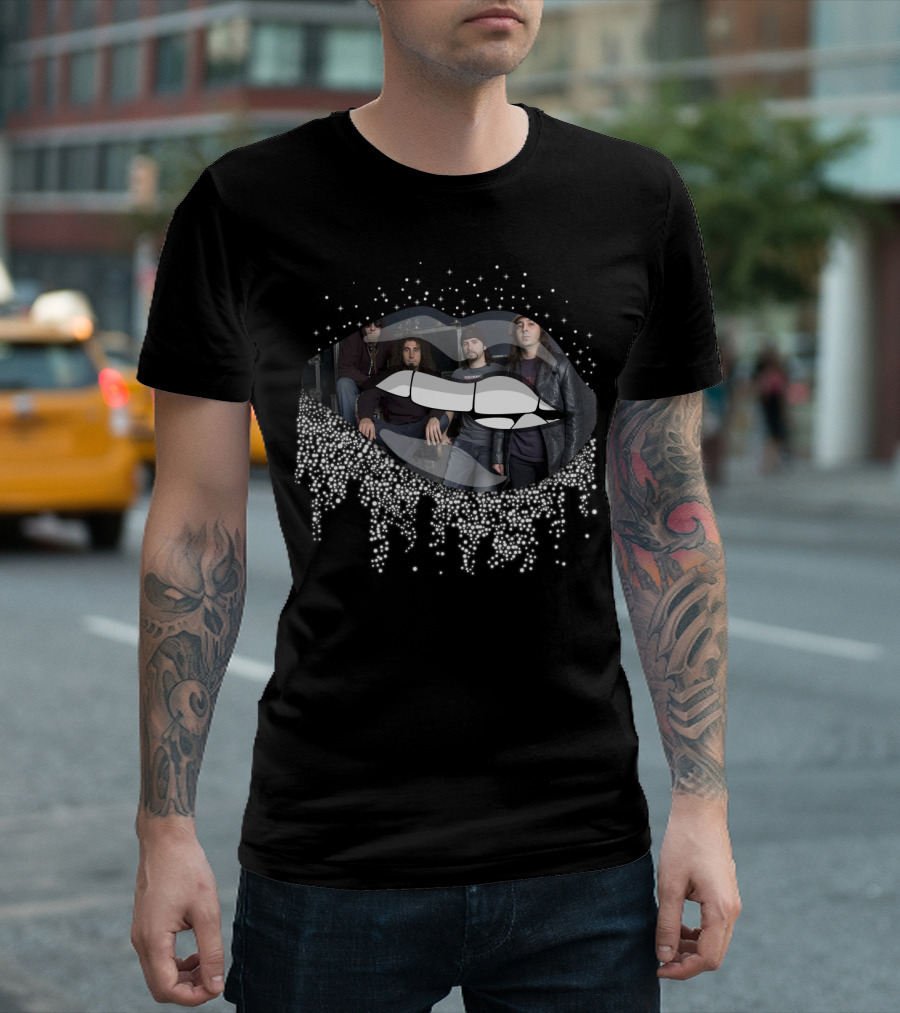 System of a Down Band Portrait with Glittering Lips T-Shirt