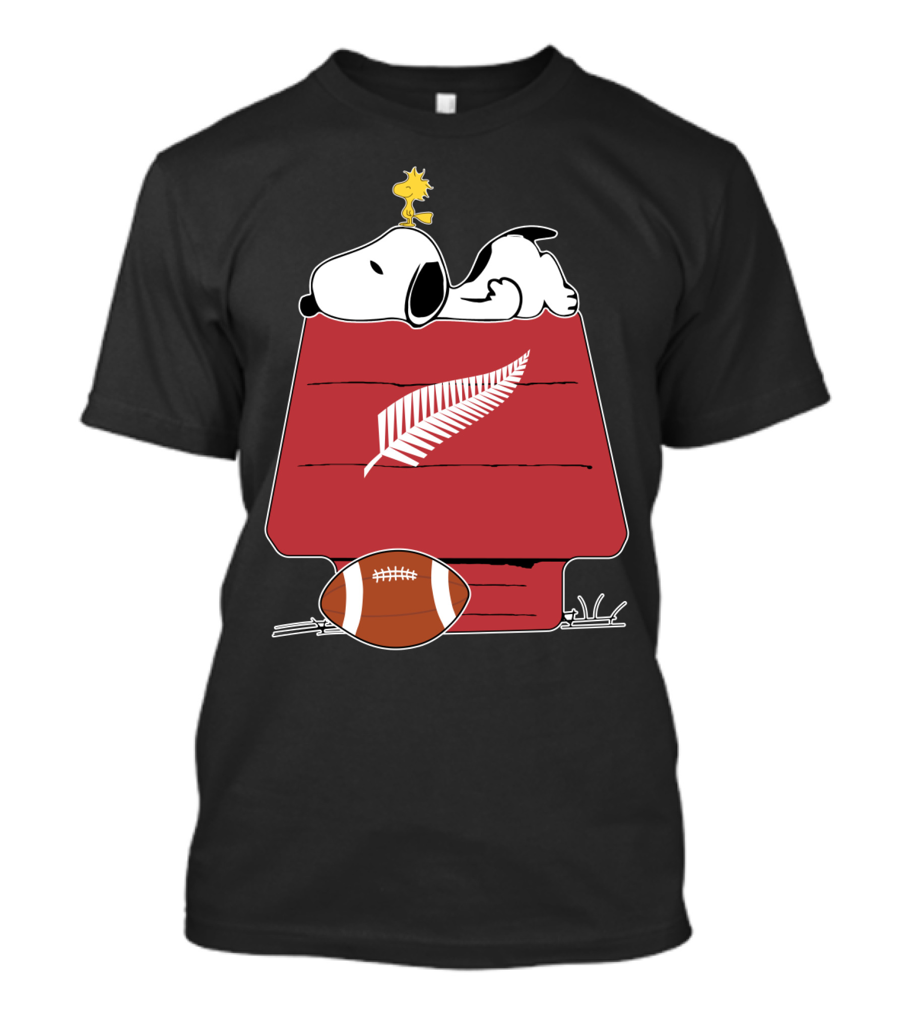 Snoopy Woodstock All Blacks Rugby Fern Football House T-Shirt