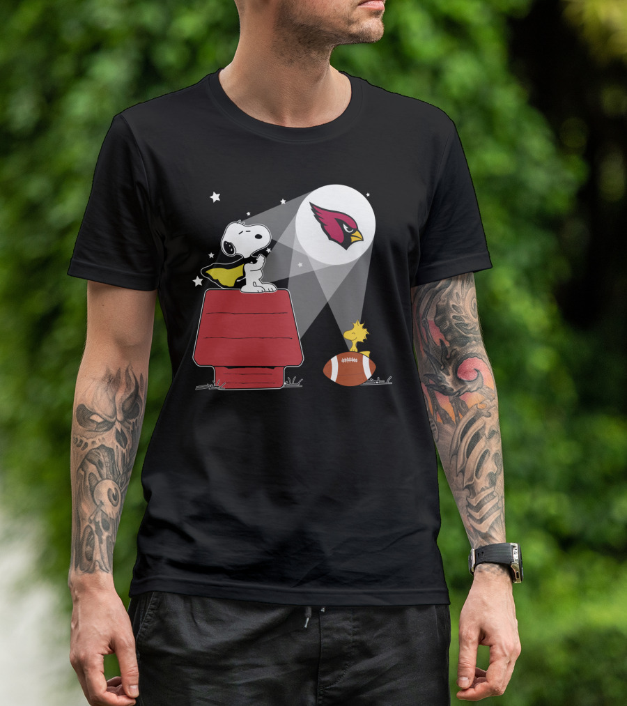 Snoopy And Woodstock Arizona Cardinals Peanuts Football Spotlight T-Shirt