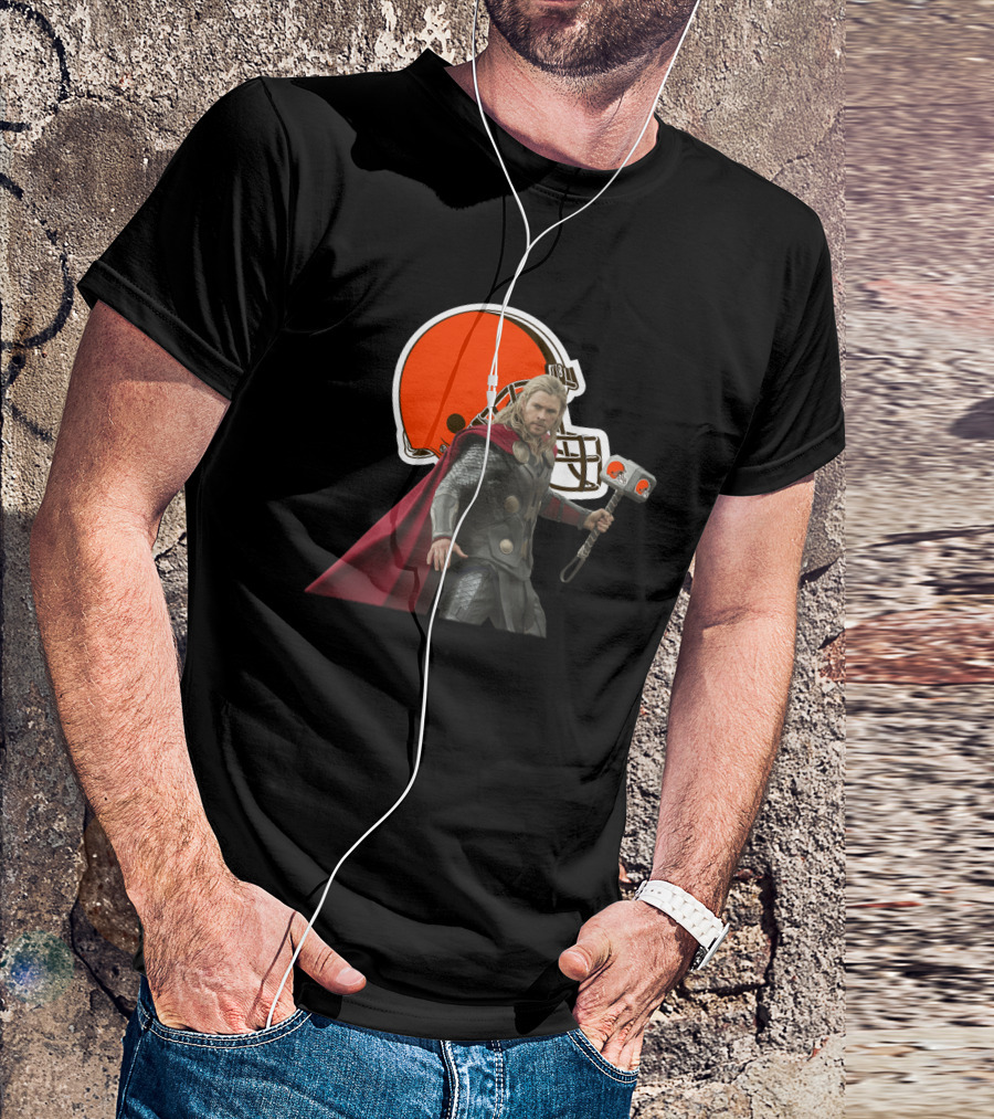 Cleveland Browns Thor Crossover Helmet And Hammer T-Shirt
