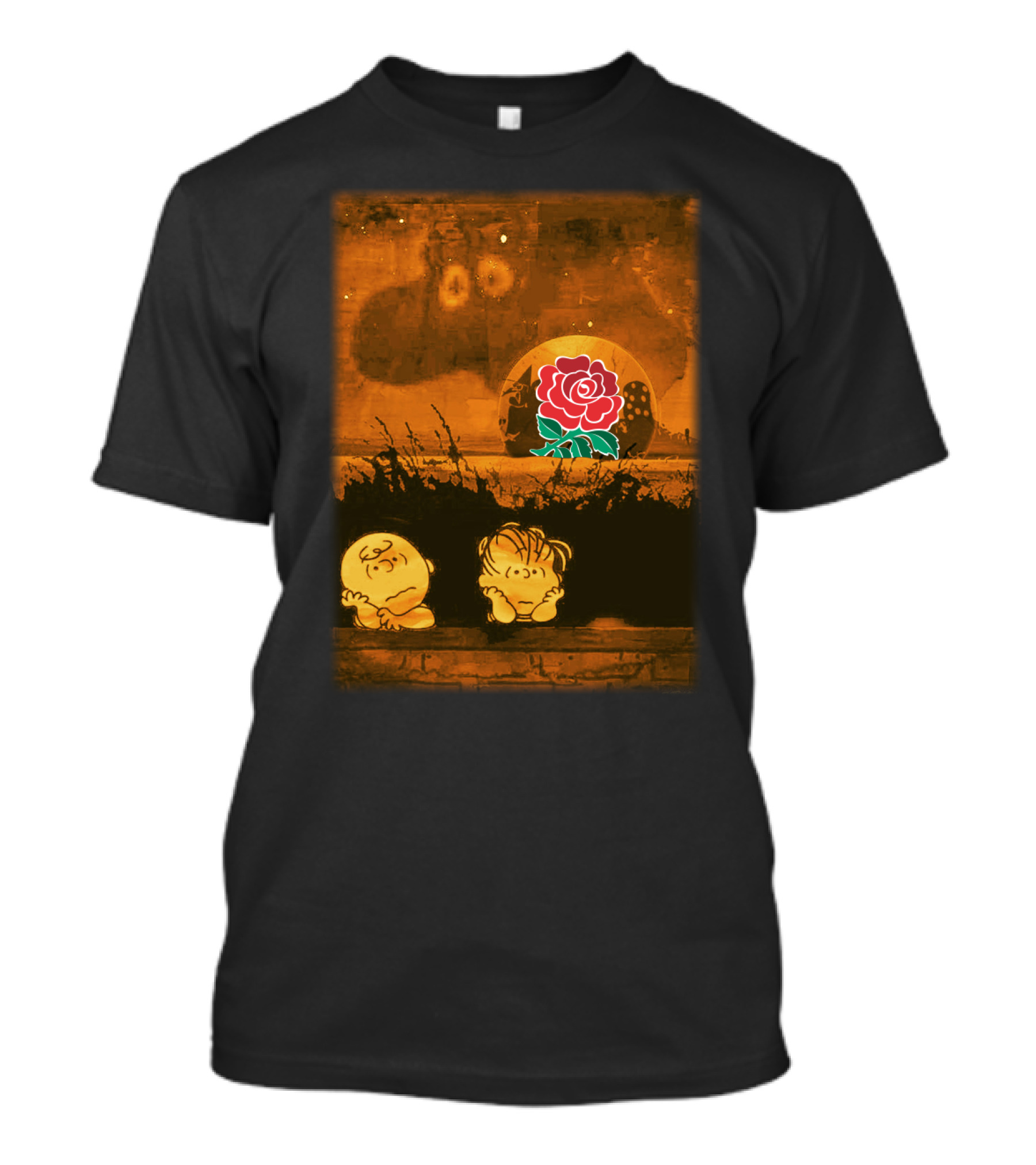 Peanuts Halloween England Rugby RFU Rose Moon Scene T-Shirt