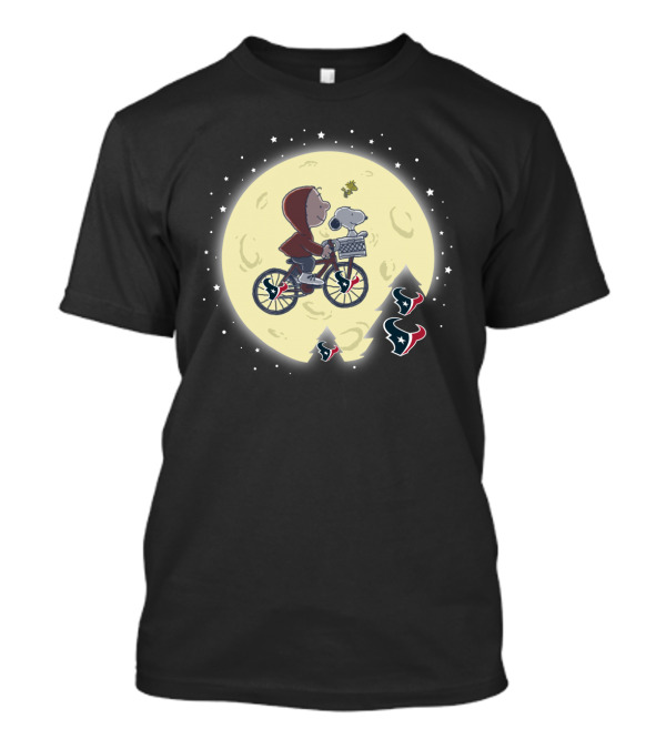 Halloween Houston Texans E.t. Inspired Ride With Snoopy T-Shirt