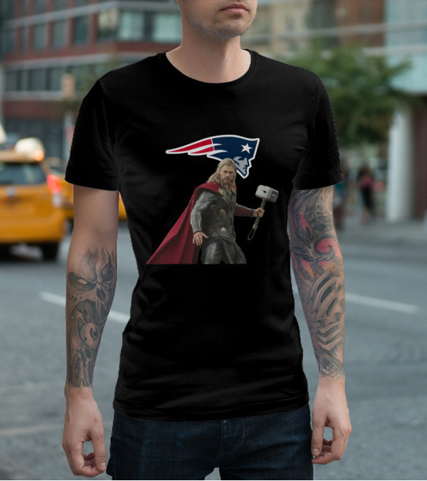 Patriots Thor Crossover Mjolnir Nfl Tribute T-Shirt