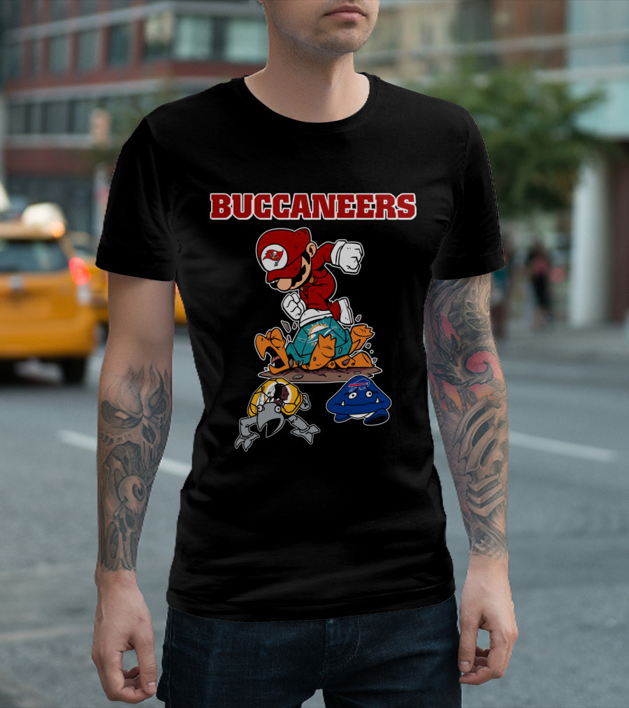Buccaneers Mario Parody Jumping On Rivals T-Shirt