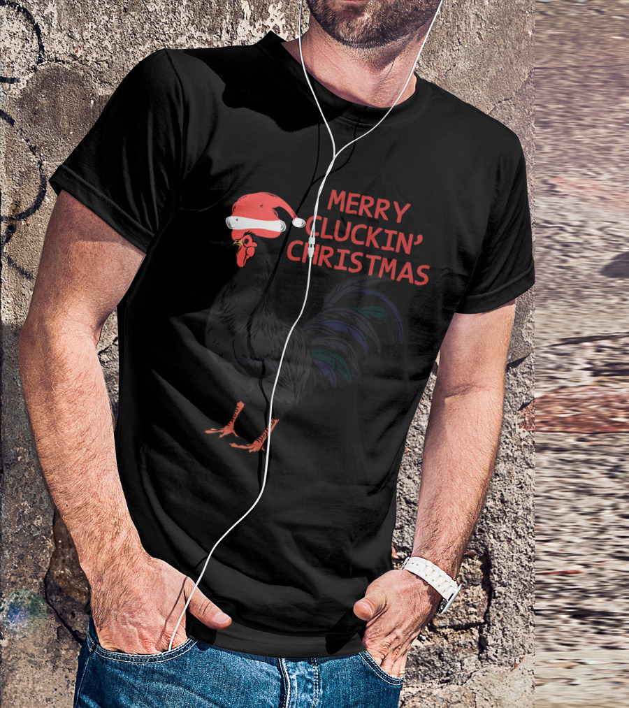 Merry Cluckin' Christmas Santa Hat Rooster T-Shirt